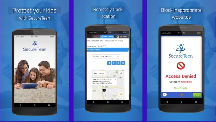 SecureTeen Parental Control App screenshots